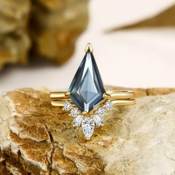 LAZLUVU Womens Crystal Stackable Rings Champagne Gold Plated