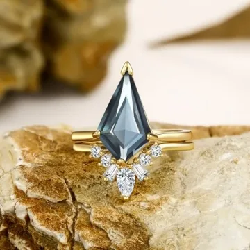 LAZLUVU Womens Crystal Stackable Rings Champagne Gold Plated