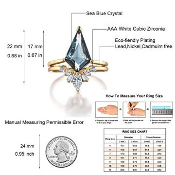 LAZLUVU Womens Crystal Stackable Rings Champagne Gold Plated