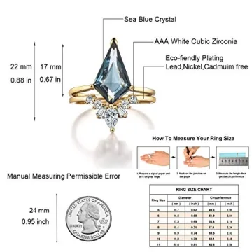 LAZLUVU Womens Crystal Stackable Rings Champagne Gold Plated