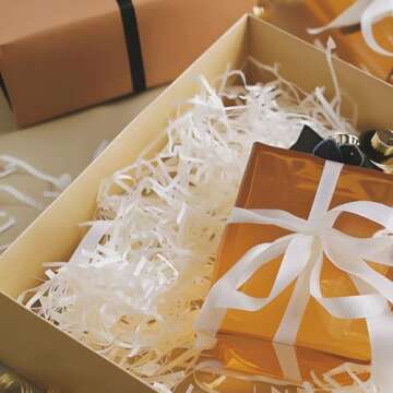 JINGUAN 1/2 LB White Crinkle Cut Paper Shred Filler, Shredded Paper for Gift Baskets, Crinkle Paper for Gift Packaging