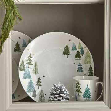 Lenox Balsam Lane 4-Piece Mug Set, 4 Count (Pack of 1), green/white