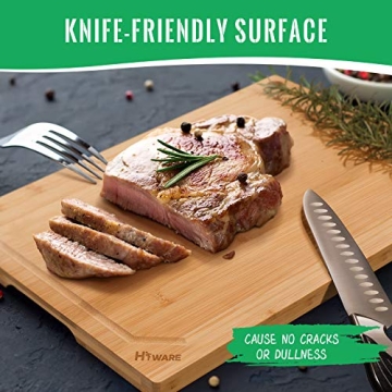 Hiware Extra Large Bamboo Cutting Board for Kitchen, Heavy Duty Wood Cutting Board with Juice Groove, 100% Organic Bamboo, Pre Oiled, 18" x 12"