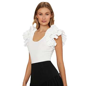 Stylish Verdusa Ruffle Trim Layered Butterfly Tee