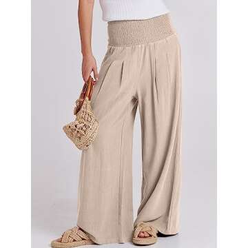 ANRABESS Women Linen Palazzo Pants Summer Boho Wide Leg High Waist Casual Lounge Pant 2025 Beach Tra...