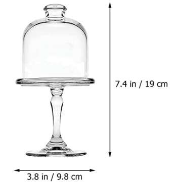 Mini Cake Stand Glass Mini Cupcake Display Plate with Dome Cover Pedestal Dessert Stand Holder for Wedding Birthday Party Supplies Size 7.4*3.8 inch(Plain)