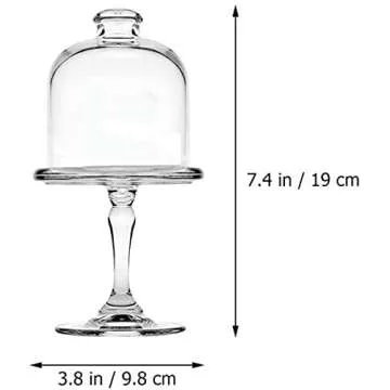 Mini Cake Stand Glass Mini Cupcake Display Plate with Dome Cover Pedestal Dessert Stand Holder for Wedding Birthday Party Supplies Size 7.4*3.8 inch(Plain)