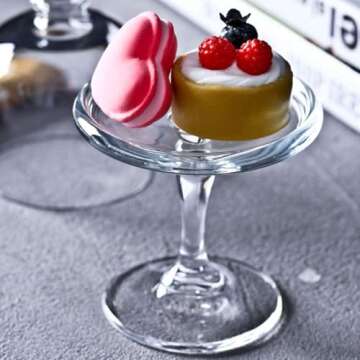 Mini Cake Stand Glass Mini Cupcake Display Plate with Dome Cover Pedestal Dessert Stand Holder for Wedding Birthday Party Supplies Size 7.4*3.8 inch(Plain)