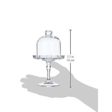 Mini Cake Stand Glass Mini Cupcake Display Plate with Dome Cover Pedestal Dessert Stand Holder for Wedding Birthday Party Supplies Size 7.4*3.8 inch(Plain)