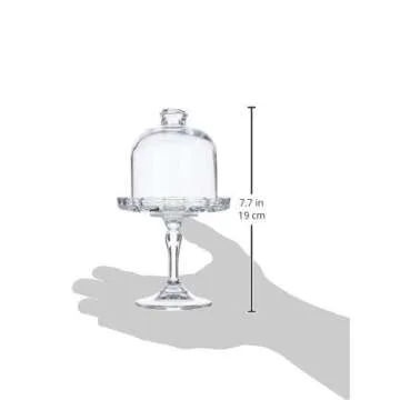 Mini Cake Stand Glass Mini Cupcake Display Plate with Dome Cover Pedestal Dessert Stand Holder for Wedding Birthday Party Supplies Size 7.4*3.8 inch(Plain)