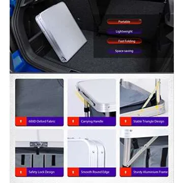 Nice C Camping Table - Adjustable Lightweight Folding Table