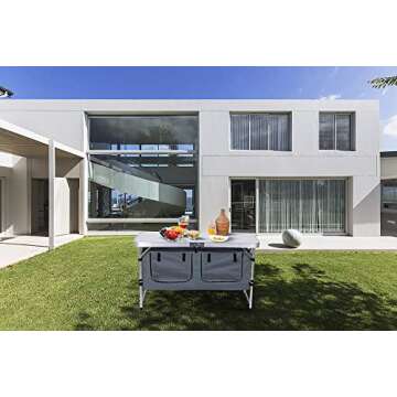 Nice C Camping Table, Folding Table Height Adjustable, Camp Table, Storage Kitchen Table, Lightweight Aluminum, with Carry Handle for Outdoor, Beach, BBQ, Picnic, Cooking, Festival, Indoor, Office