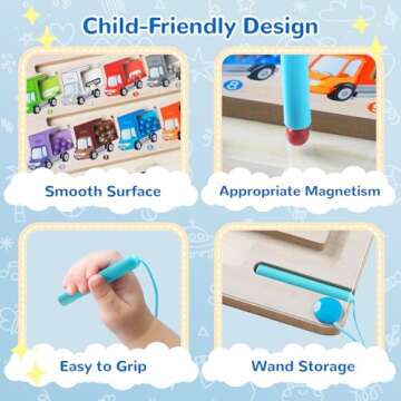 Magnetic Color and Number Maze - Montessori Toys for Boys & Girls Age 3 4 5 6 Years Old , Wooden Matching Learning Counting Puzzle Activity Busy Board, Gifts for Preschool Toddlers Sensory Activities