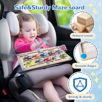 Magnetic Color and Number Maze - Montessori Toys for Boys & Girls Age 3 4 5 6 Years Old , Wooden Matching Learning Counting Puzzle Activity Busy Board, Gifts for Preschool Toddlers Sensory Activities