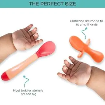 Grabease Toddler Spoons and Forks - Baby Fork and Spoons - BPA-Free & Phthalate-Free for Baby & Toddler - 1 Set, Orange - Baby Self Feeding Spoon - Baby Cutlery Set