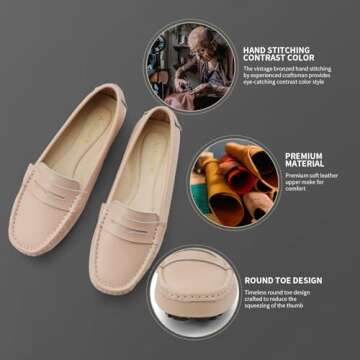 Artisure Women's Classic Blush Pink Leather Penny Loafers