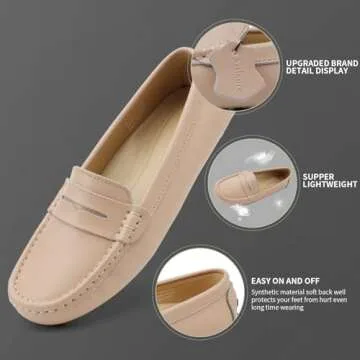 Artisure Women's Classic Blush Pink Leather Penny Loafers