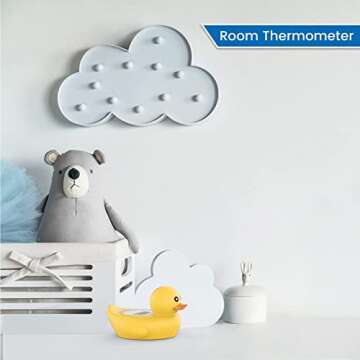 Baby Bath Thermometer Famidoc FDTH-V0-22 Water Temperature Test Floating on Water and Room Digital Bath tub Thermometers Duck Bath Thermometer Baby Safety New Upgraded