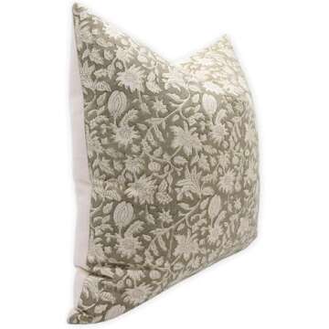 Fabritual Handmade Block Print Dack Canvas Throw Pillow Cover - Elegant Home Decor
