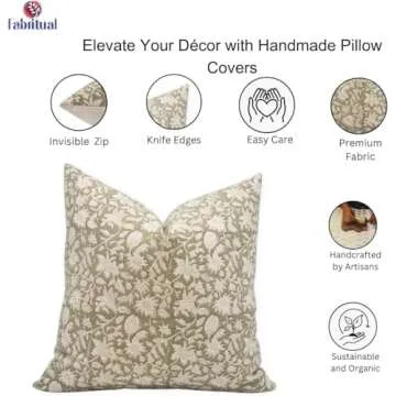 Stylish Fabritual Handmade Block Print Pillow Cover for Decor