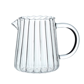 CHOOLD Creative Embossed Stripe Glass Creamer Pitcher - 8 oz Perfect for Sauces and Syrups