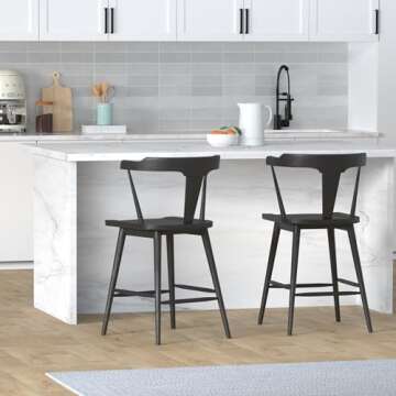 Poly & BARK Enzo Counter Stool in Black - Mid-Century Design