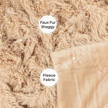 Tuddrom Decorative Soft Faux Fur Blanket,Solid Reversible Fuzzy Double Layer Lightweight Long Hair Shaggy Blanket,Fluffy Warm Cozy Plush Fleece Microfiber Fur Blanket for Couch