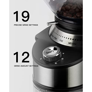 Electric Conical Burr Coffee Grinder with 19 Settings