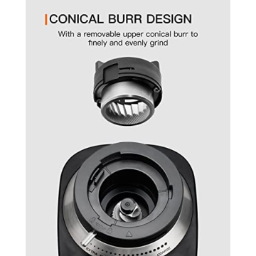 Electric Conical Burr Coffee Grinder with 19 Settings