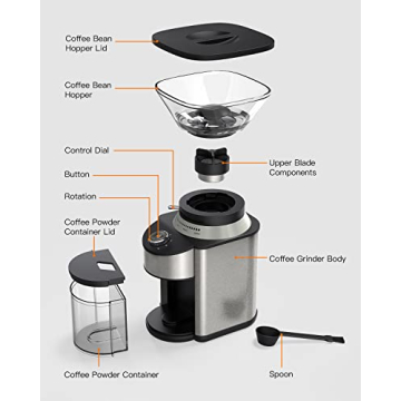 Electric Conical Burr Coffee Grinder with 19 Settings