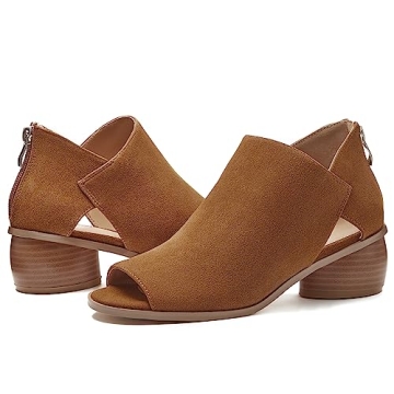 LAICIGO Womens Chunky Heeled Sandals - Peep Toe Design