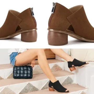 LAICIGO Womens Chunky Heeled Sandals - Peep Toe Design