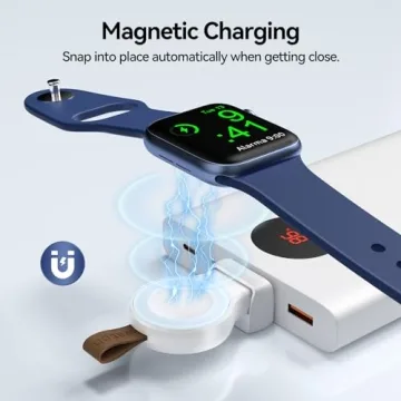 NEWDERY Charger for Apple Watch Portable iWatch USB Wireless Charger, Travel Cordless Charger with Light Weight Magnetic Quick Charge for Apple Watch Ultra2/1 Series 10 9 8 7 6 5 4 3 2 1 SE, White