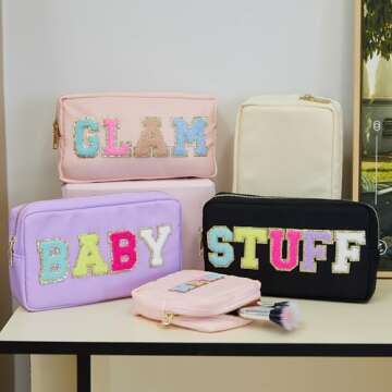 Stylish Opnseqia Glitter Makeup Bag for Travel & Everyday