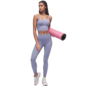 Meides High Waisted Yoga Leggings No Front Seam Compression Yoga Athletic Workout Gym Leggings Pants for Women 25" Violet