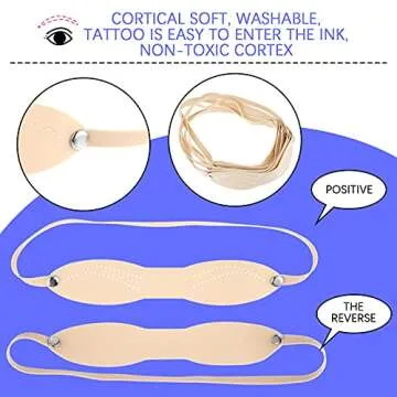 Maitys 20 Pieces Micro Blading Practice Skin Fake Skin Silicone Eyebrow Tattoo Practice Headband for Beginners Tattoo Eyebrow Practice Design(Dotted Line,White Dotted Line)