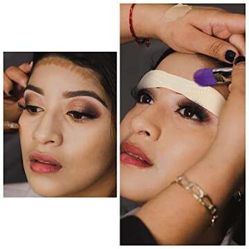 Maitys 20 Pieces Micro Blading Practice Skin Fake Skin Silicone Eyebrow Tattoo Practice Headband for Beginners Tattoo Eyebrow Practice Design(Dotted Line,White Dotted Line)