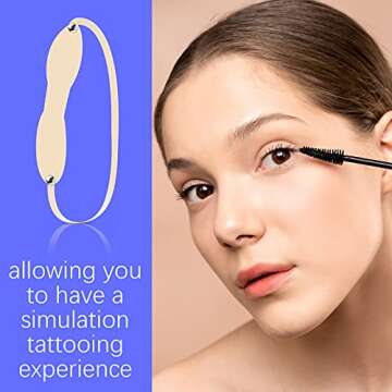 Maitys 20 Pieces Micro Blading Practice Skin Fake Skin Silicone Eyebrow Tattoo Practice Headband for Beginners Tattoo Eyebrow Practice Design(Dotted Line,White Dotted Line)