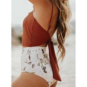 Avanova Women's Halter Ruffle High Waisted Bikini Two Piece Swimsuits Bathing Suits (M, S09 Red)