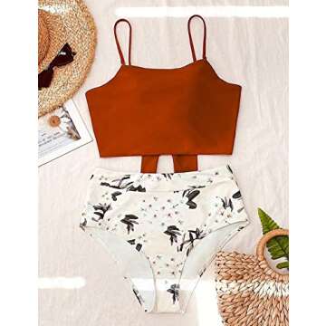 Avanova Women's Halter Ruffle High Waisted Bikini Two Piece Swimsuits Bathing Suits (M, S09 Red)