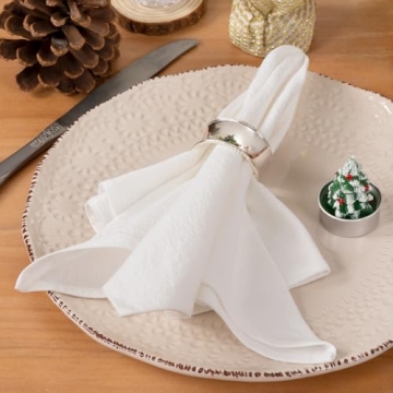 Socomi Linen Napkins White Easter Spring Cloth Napkins Bulk Washable Cotton Napkins Set of 4 17"x17"...