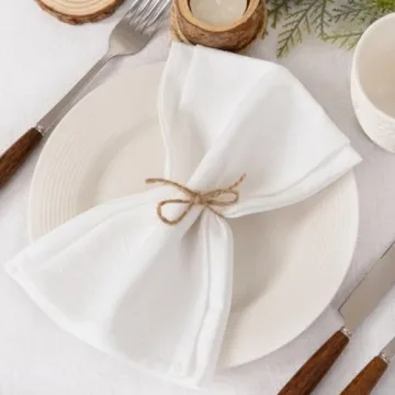 Socomi Linen Napkins White Easter Spring Cloth Napkins Bulk Washable Cotton Napkins Set of 4 17"x17" for Wedding Party Bridal Baby Shower Birthday Table Decorations