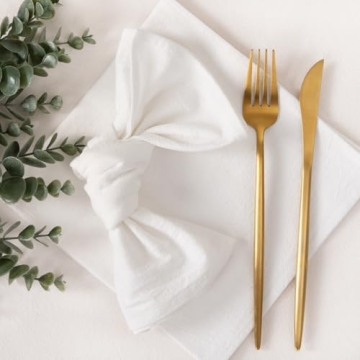 Socomi Linen Napkins White Easter Spring Cloth Napkins Bulk Washable Cotton Napkins Set of 4 17"x17" for Wedding Party Bridal Baby Shower Birthday Table Decorations