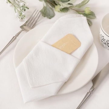 Socomi Linen Napkins White Easter Spring Cloth Napkins Bulk Washable Cotton Napkins Set of 4 17"x17" for Wedding Party Bridal Baby Shower Birthday Table Decorations