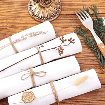 Socomi Linen Napkins White Easter Spring Cloth Napkins Bulk Washable Cotton Napkins Set of 4 17"x17" for Wedding Party Bridal Baby Shower Birthday Table Decorations