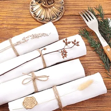 Socomi Linen Napkins White Easter Spring Cloth Napkins Bulk Washable Cotton Napkins Set of 4 17"x17" for Wedding Party Bridal Baby Shower Birthday Table Decorations