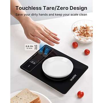 RENPHO Food Scale with Touchless Tare Design, Digital Kitchen Scale for Food Ounces and Grams, Food ...