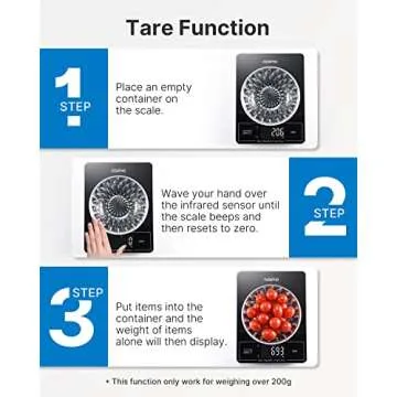 RENPHO Food Scale with Touchless Tare Design, Digital Kitchen Scale for Food Ounces and Grams, Food Weight Scale for Weight Loss, Baking, Cooking, Precise Graduation, Black, Non-Bluetooth