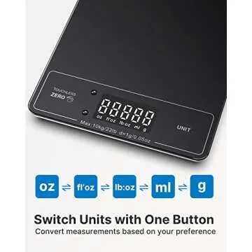 RENPHO Food Scale with Touchless Tare Design, Digital Kitchen Scale for Food Ounces and Grams, Food Weight Scale for Weight Loss, Baking, Cooking, Precise Graduation, Black, Non-Bluetooth