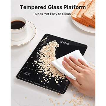 RENPHO Food Scale with Touchless Tare Design, Digital Kitchen Scale for Food Ounces and Grams, Food Weight Scale for Weight Loss, Baking, Cooking, Precise Graduation, Black, Non-Bluetooth